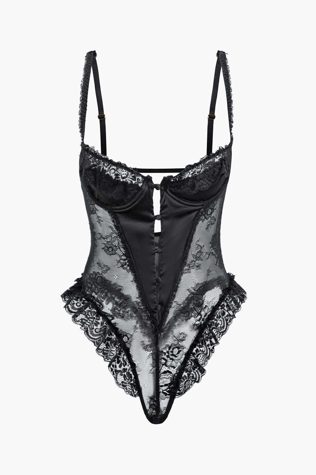 Velorage Melah Dantel Kesik Sirt Bodysuit | 13961-BU1743409168-black