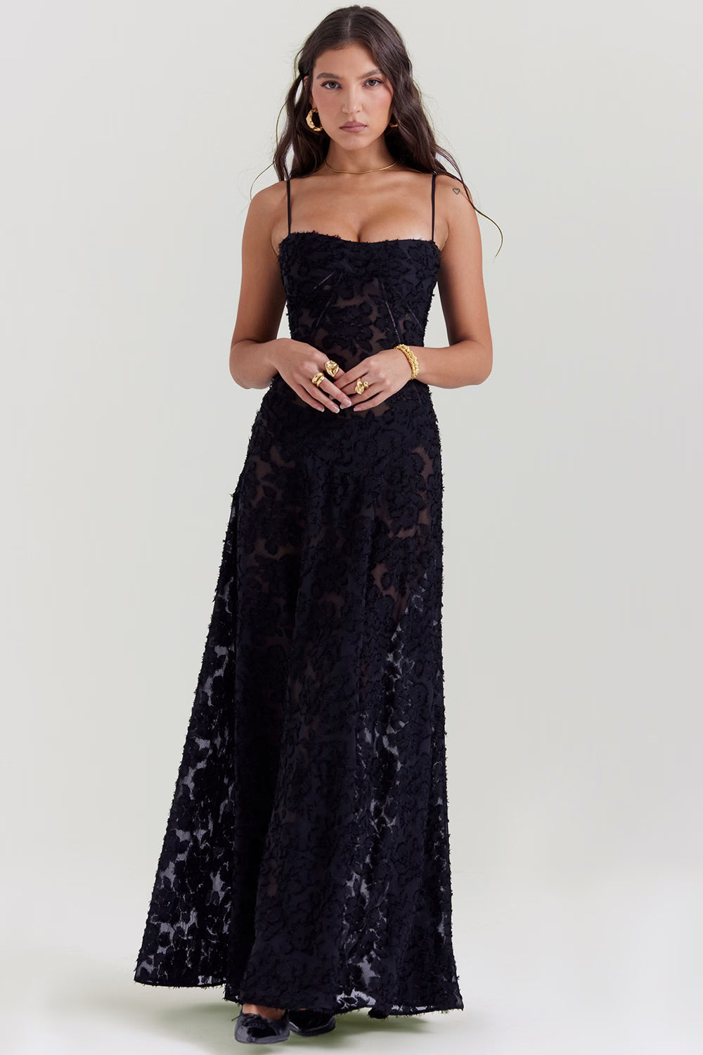 Velorage Julieann Cicek Dantelli Maxi Elbise | Beyaz-XS | Beyaz-S | Beyaz-M | Beyaz-L | Beyaz-XL