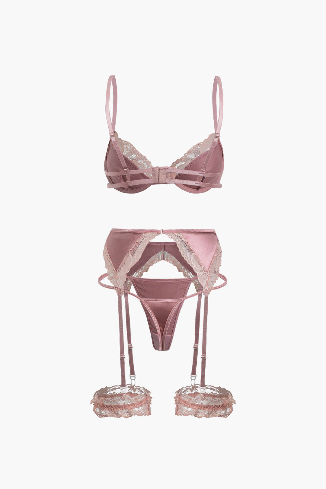 Velorage Matilyn Dantel Saten Lingerie Seti | 13961-ZK1739256830-pink-S | 13961-ZK1739256830-pink-M | 13961-ZK1739256830-pink-L | 13961-ZK1739256830-pink-XL