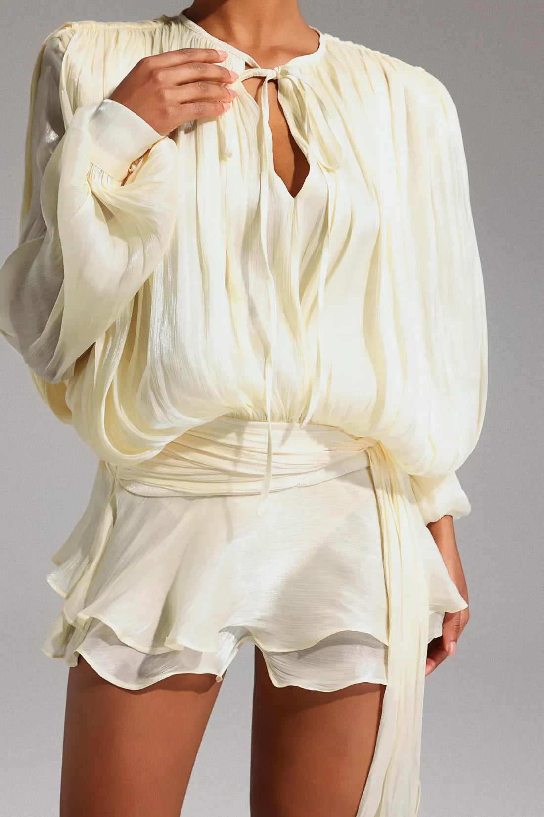 Darianna Long Sleeve Cut-Out Mini Dress | Xs-Bej | S-Bej | M-Bej | L-Bej