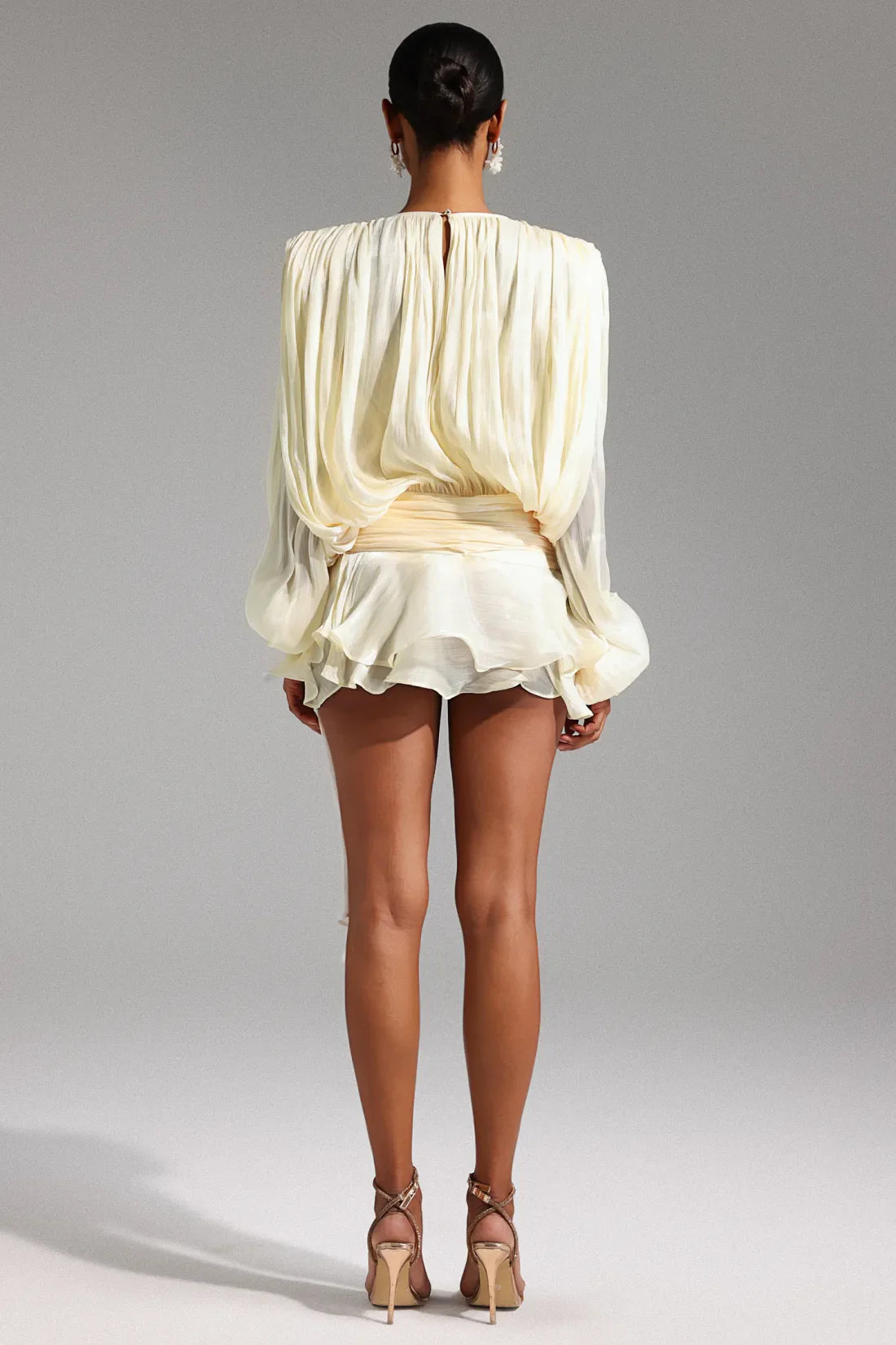 Darianna Long Sleeve Cut-Out Mini Dress | Xs-Bej | S-Bej | M-Bej | L-Bej