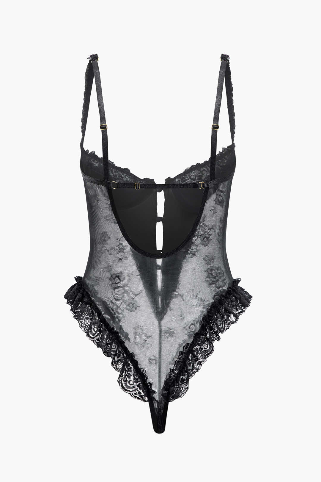 Velorage Melah Dantel Kesik Sirt Bodysuit | 13961-BU1743409168-black