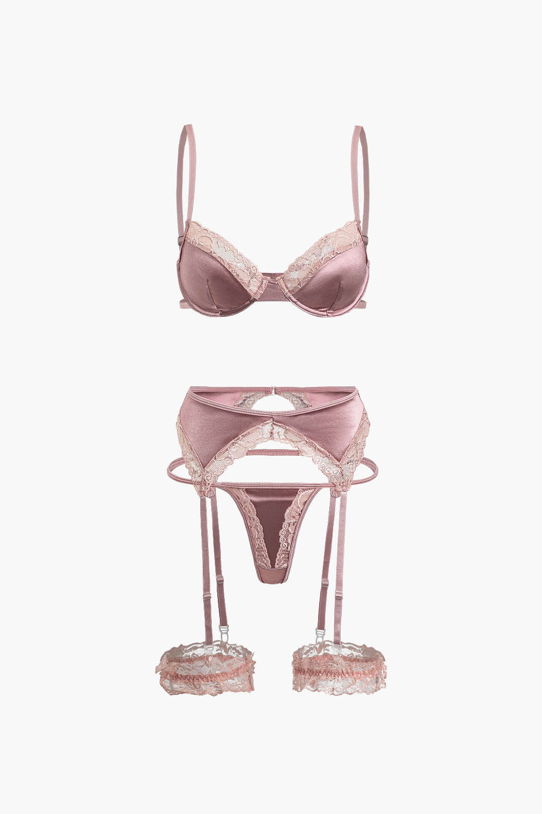 Velorage Matilyn Dantel Saten Lingerie Seti | 13961-ZK1739256830-pink-S | 13961-ZK1739256830-pink-M | 13961-ZK1739256830-pink-L | 13961-ZK1739256830-pink-XL