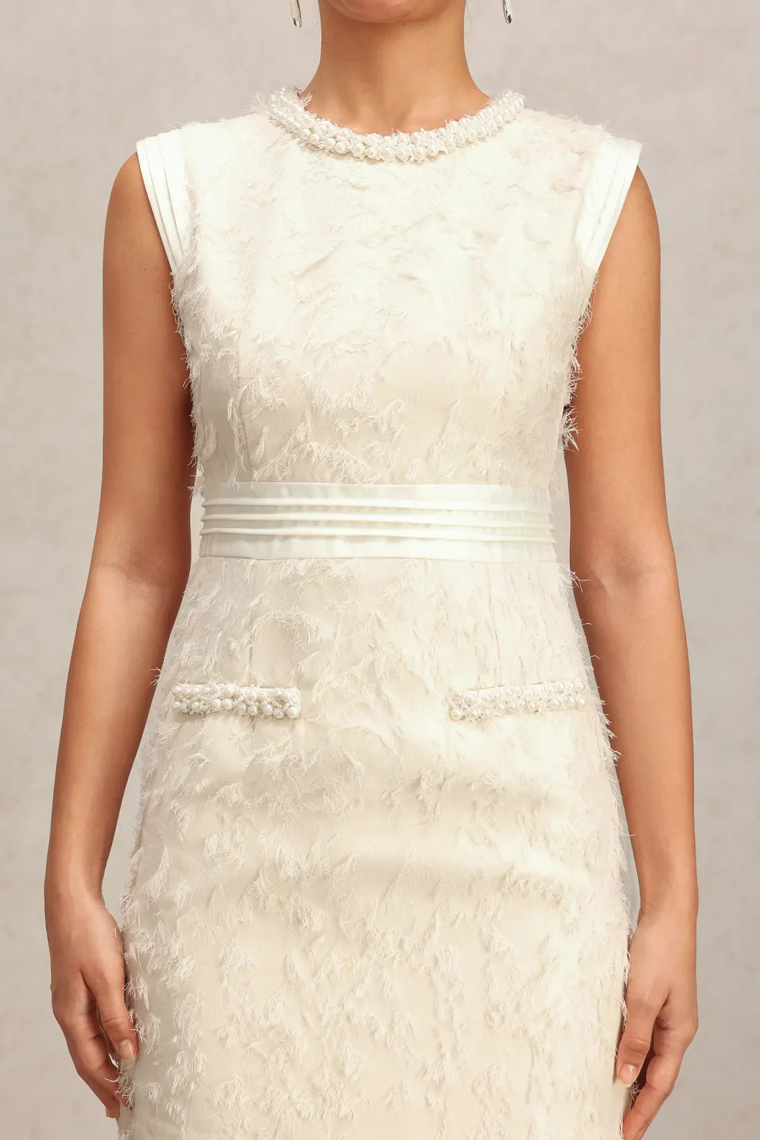 Dhriti Pearl Fringe Mini Dress | S-Beyaz | M-Beyaz | L-Beyaz | Xl-Beyaz