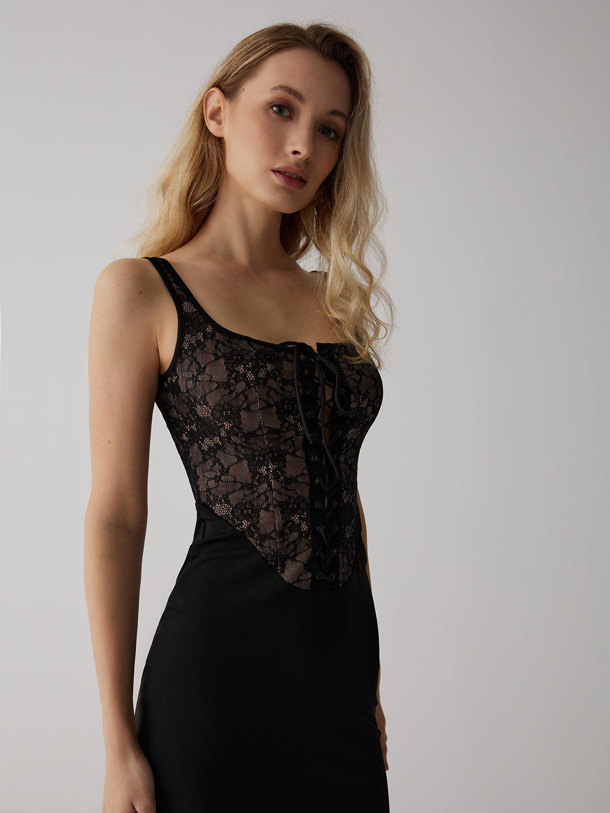 Velorage Lelani Dantelli Korse Maksi Elbise | 16400-Korse-Kare-black-XS | 16400-Korse-Kare-black-S | 16400-Korse-Kare-black-M | 16400-Korse-Kare-black-L