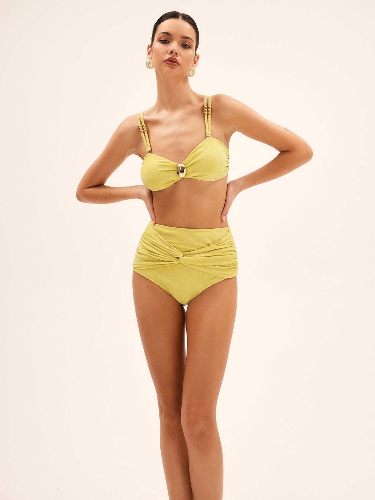Lavina Yuksek Bel Metal Bikini Seti | Sari-S | Sari-M | Sari-L | Sari-Xl