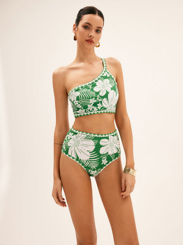 Brayla Tek Omuzlu Cicekli Bikini Seti | 16400#Floral-Bikini-Set-green-S | 16400#Floral-Bikini-Set-green-M | 16400#Floral-Bikini-Set-green-L