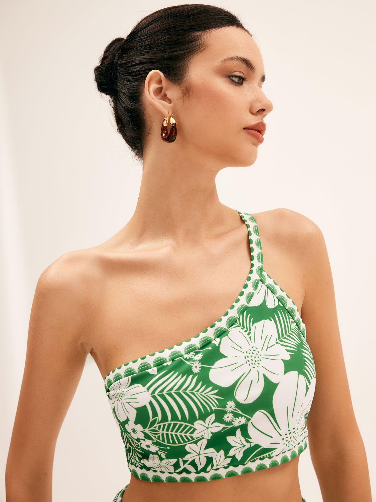 Brayla Tek Omuzlu Cicekli Bikini Seti | 16400#Floral-Bikini-Set-green-S | 16400#Floral-Bikini-Set-green-M | 16400#Floral-Bikini-Set-green-L