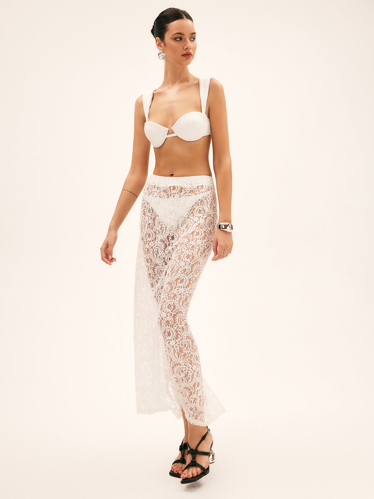 Tiffany Seffaf Dantel Kimono | 16400#Transparent-Lace-Veil-white-XS | 16400#Transparent-Lace-Veil-white-S | 16400#Transparent-Lace-Veil-white-M | 16400#Transparent-Lace-Veil-white-L