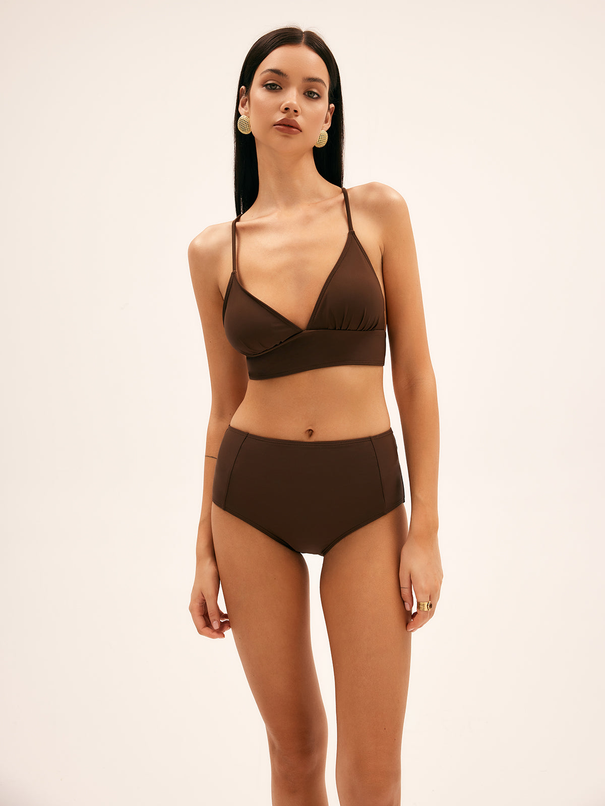 Jasmyn Yuksek Bel Baglamali Bikini | 16400#High-Waist-Bikini-brown-S | 16400#High-Waist-Bikini-brown-M | 16400#High-Waist-Bikini-brown-L