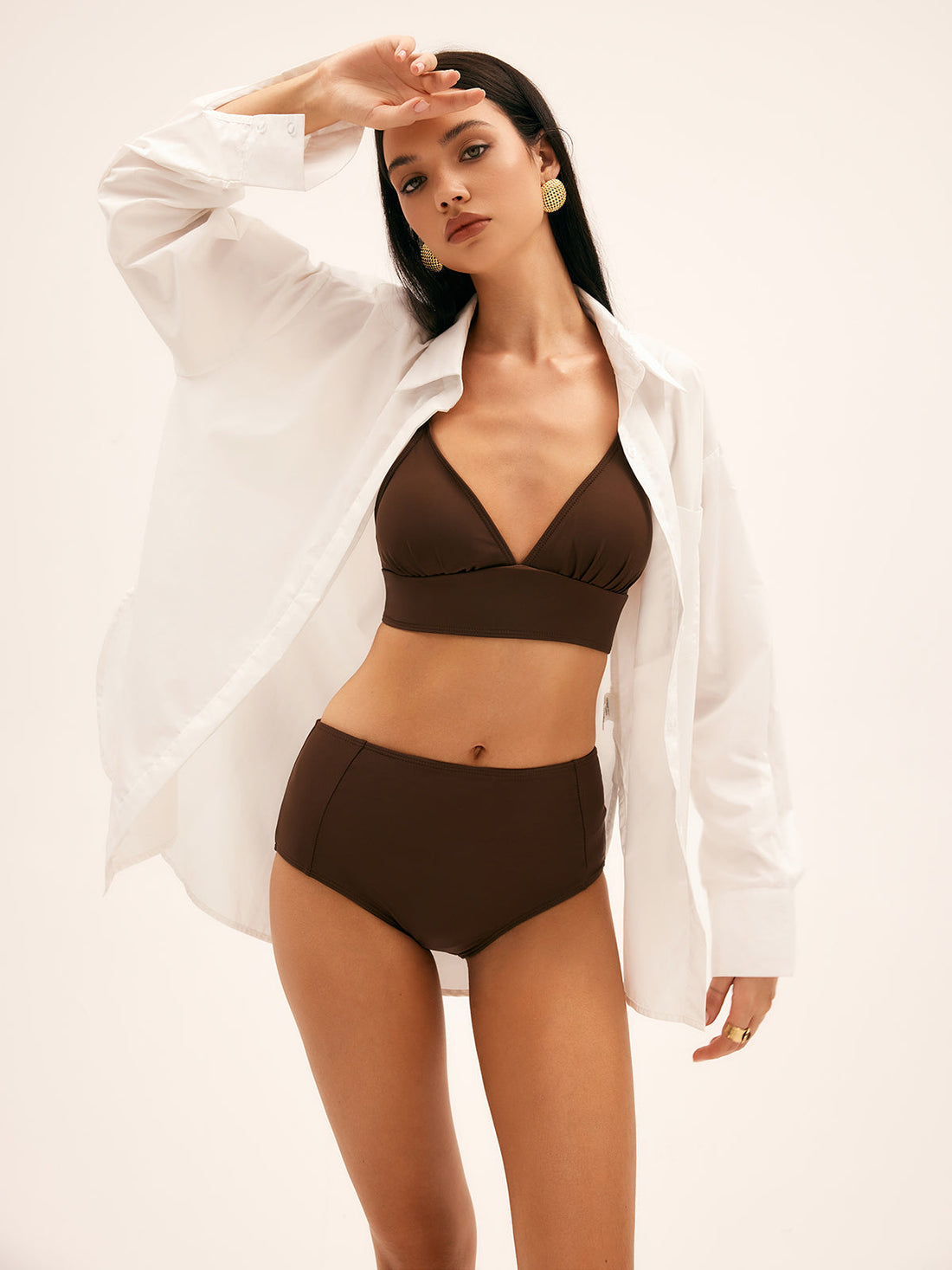 Jasmyn Yuksek Bel Baglamali Bikini | 16400#High-Waist-Bikini-brown-S | 16400#High-Waist-Bikini-brown-M | 16400#High-Waist-Bikini-brown-L