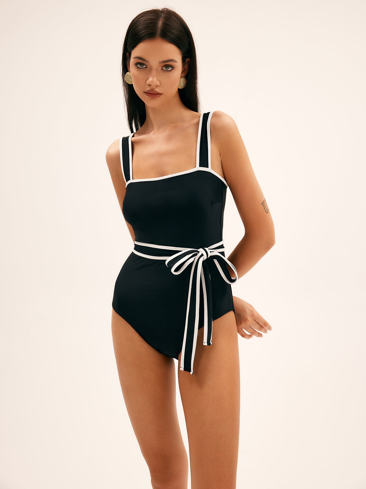Melanie Kontrast Kusakli Mayo | 16400#Triangle-One-piece-Swimsuit-black-S | 16400#Triangle-One-piece-Swimsuit-black-M | 16400#Triangle-One-piece-Swimsuit-black-L