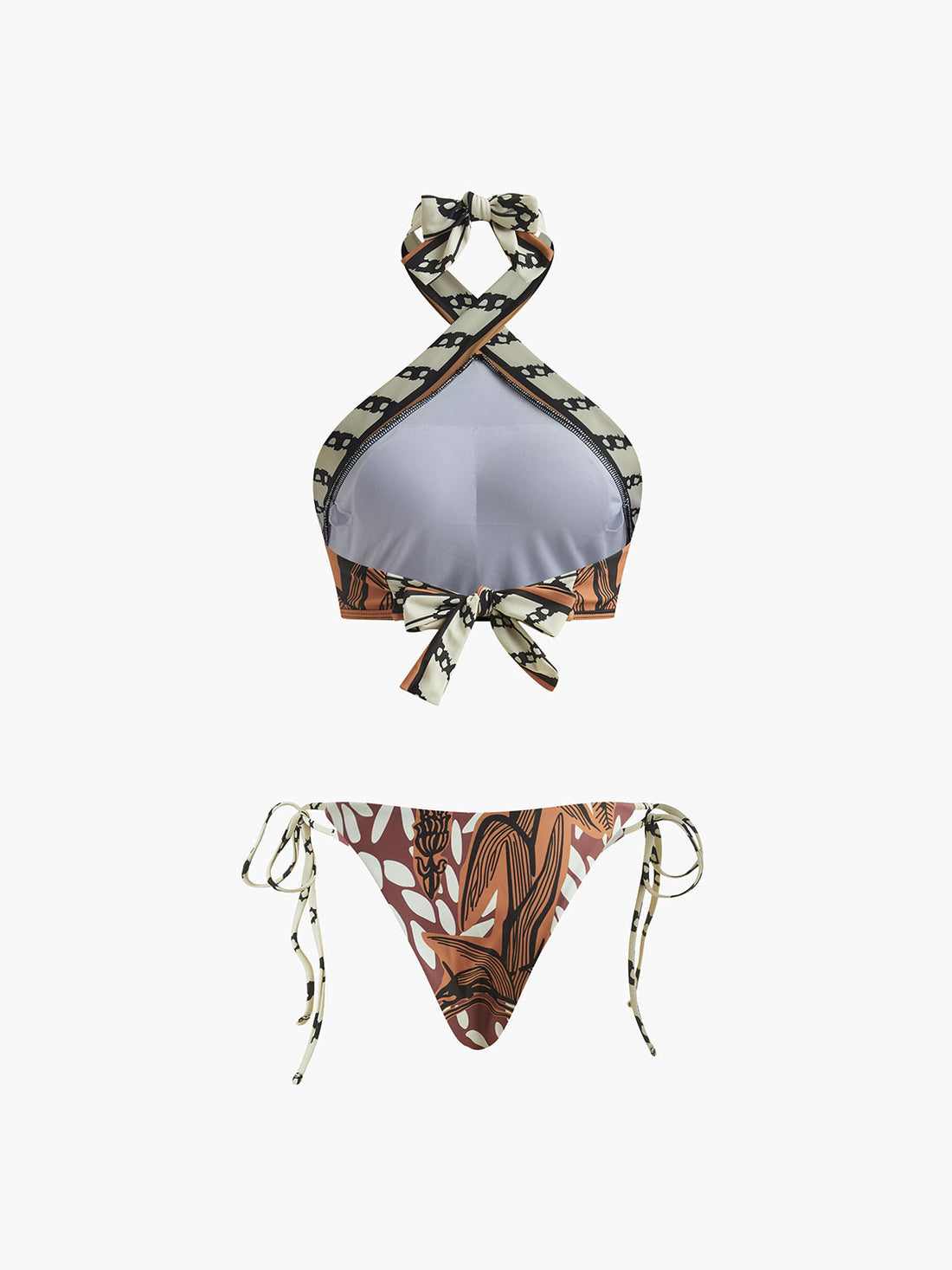 Kaycie Retro Halter Bikini Takimi | 16400#Halter-Bikini-Takm-brown-S | 16400#Halter-Bikini-Takm-brown-M | 16400#Halter-Bikini-Takm-brown-L