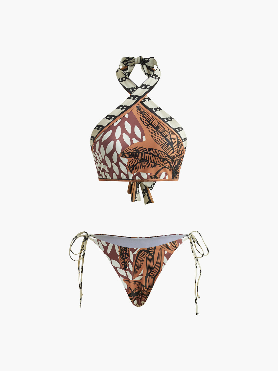 Kaycie Retro Halter Bikini Takimi | 16400#Halter-Bikini-Takm-brown-S | 16400#Halter-Bikini-Takm-brown-M | 16400#Halter-Bikini-Takm-brown-L