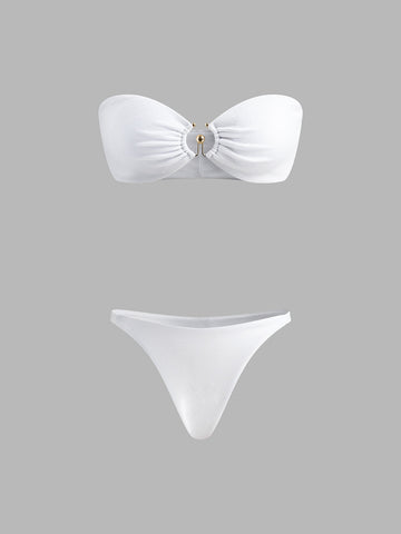 Ayonna Metal Detayli Bikini Takimi | 16400#Halka-Kesimli-Bikini-Takm-white-XS | 16400#Halka-Kesimli-Bikini-Takm-white-S | 16400#Halka-Kesimli-Bikini-Takm-white-M
