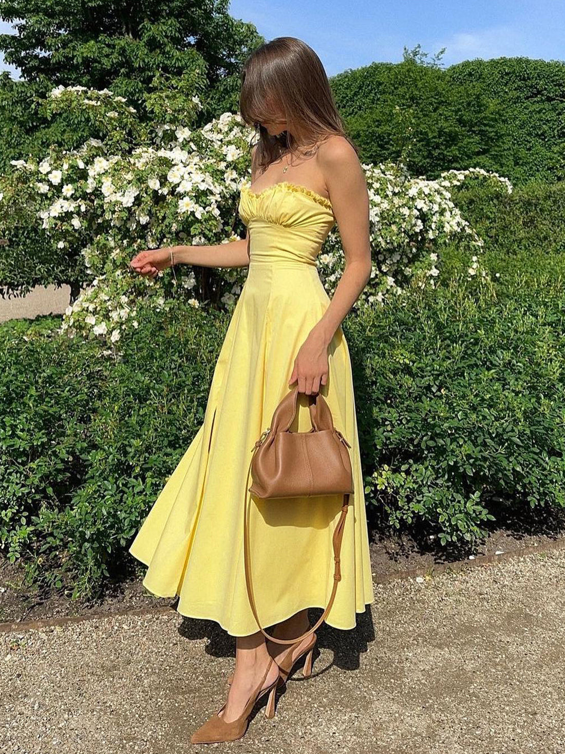 Velorage Ianna Yirtmacli Marul Kesimli Midi Elbise | 16400-Slit-Midi-Dress-yellow-XS | 16400-Slit-Midi-Dress-yellow-S | 16400-Slit-Midi-Dress-yellow-M | 16400-Slit-Midi-Dress-yellow-L | 16400-Slit-Midi-Dress-yellow-XL