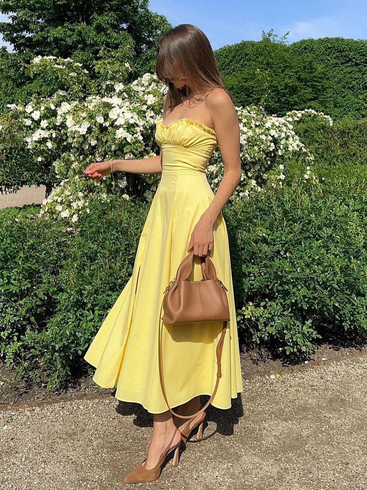 Velorage Ianna Yirtmacli Marul Kesimli Midi Elbise | 16400-Slit-Midi-Dress-yellow-XS | 16400-Slit-Midi-Dress-yellow-S | 16400-Slit-Midi-Dress-yellow-M | 16400-Slit-Midi-Dress-yellow-L | 16400-Slit-Midi-Dress-yellow-XL