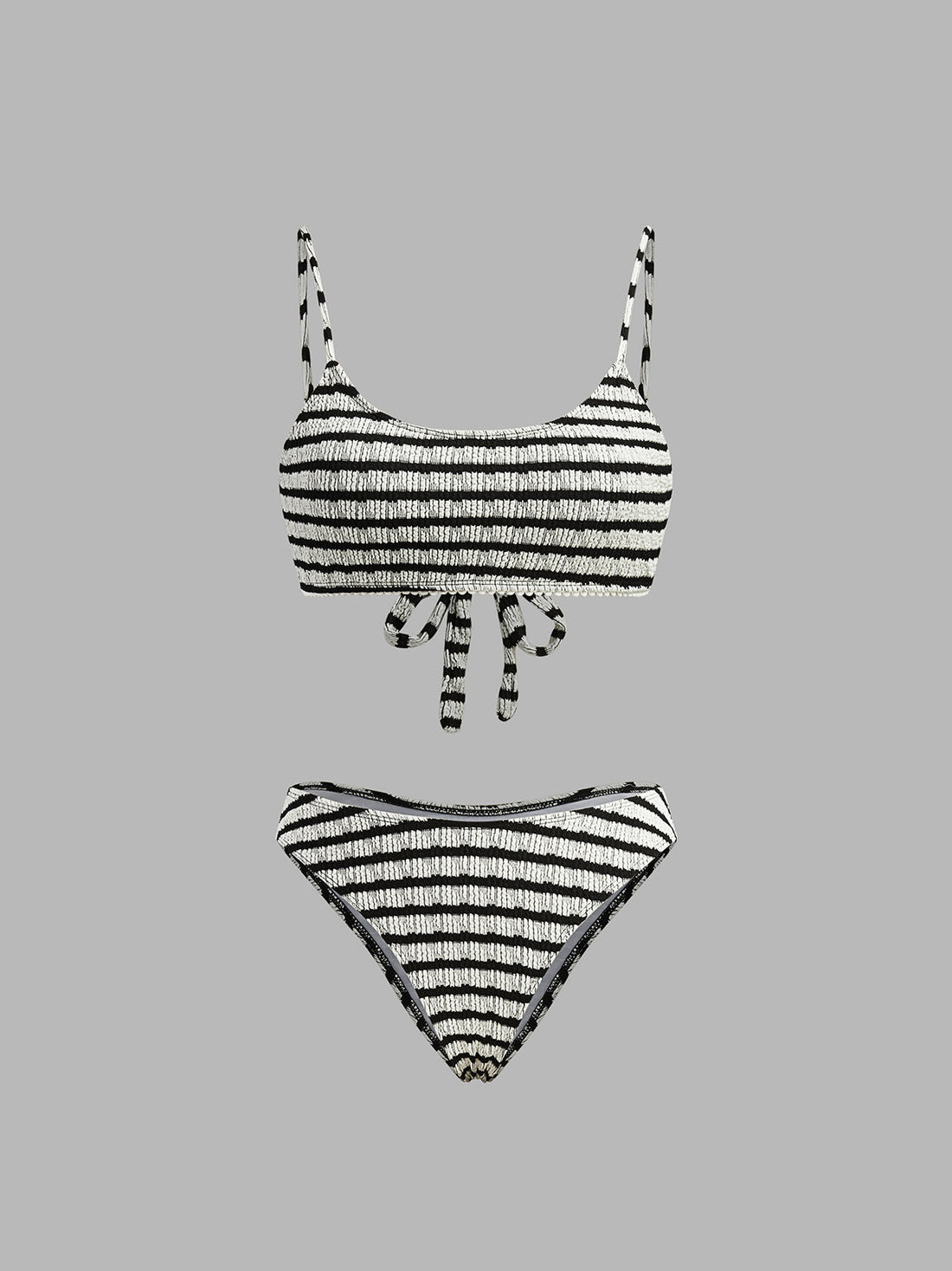 Cynthia Cizgili Baglamali Bikini Takimi | 16400#KZ1747378519-Black-White-S | 16400#KZ1747378519-Black-White-M | 16400#KZ1747378519-Black-White-L