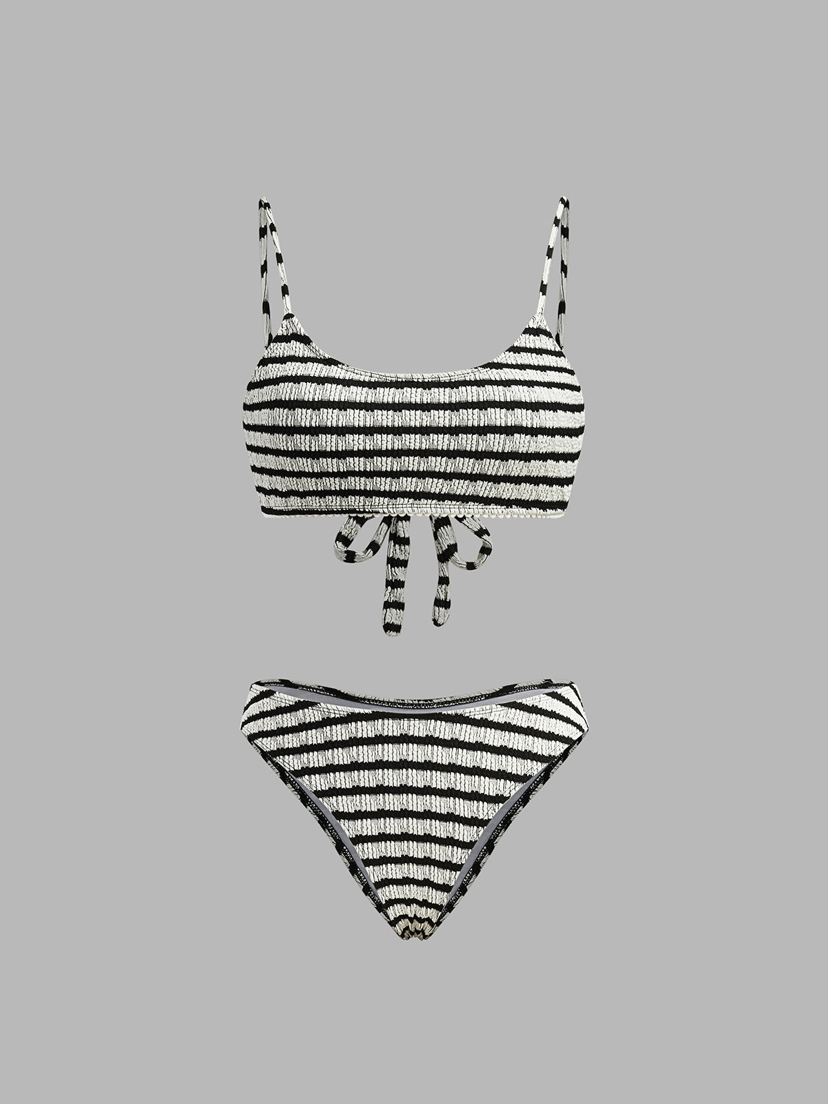 Cynthia Cizgili Baglamali Bikini Takimi | 16400#KZ1747378519-Black-White-S | 16400#KZ1747378519-Black-White-M | 16400#KZ1747378519-Black-White-L