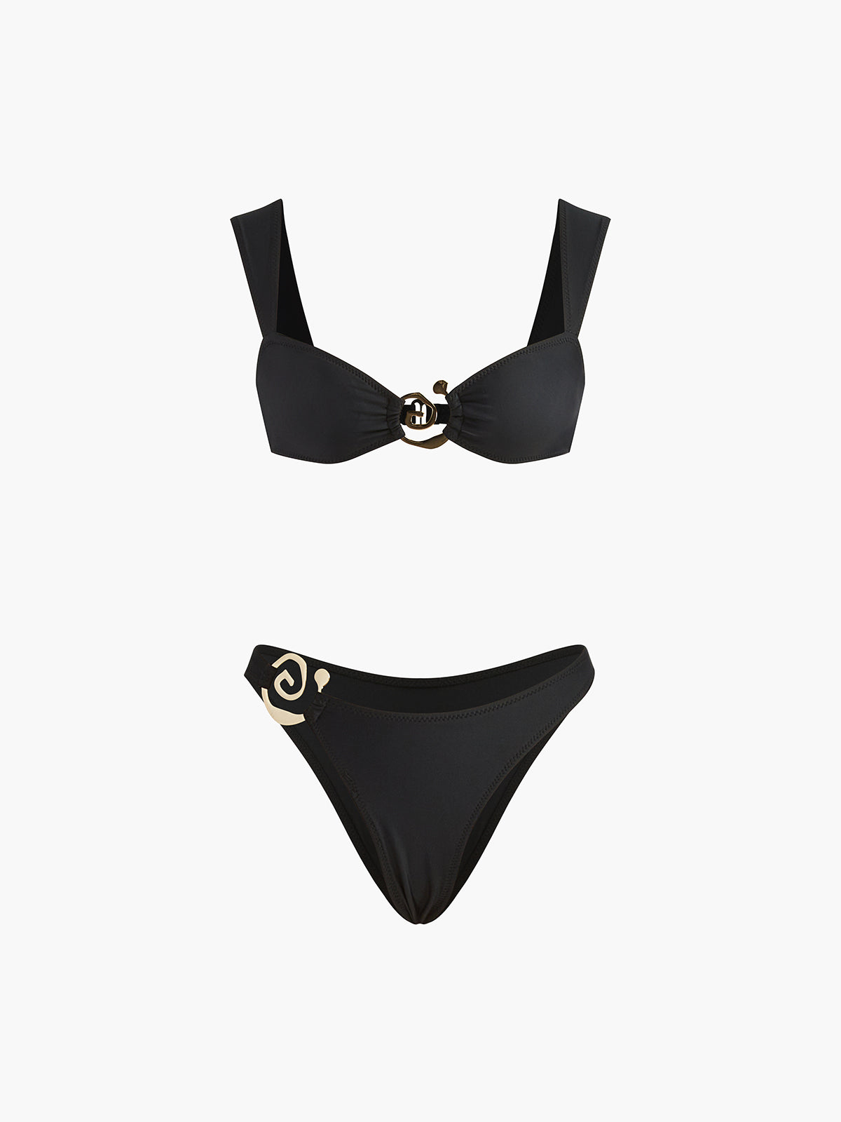 Samara Siyah Altin Spiral Bikini Takimi | 16400#CG1739843800-black-S | 16400#CG1739843800-black-M | 16400#CG1739843800-black-L