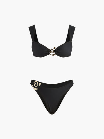 Samara Siyah Altin Spiral Bikini Takimi | 16400#CG1739843800-black-S | 16400#CG1739843800-black-M | 16400#CG1739843800-black-L