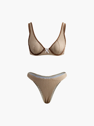 Stormi Zit Biyeli Ekoseli Bikini | 16400#UA1733213136-brown-S | 16400#UA1733213136-brown-M | 16400#UA1733213136-brown-L