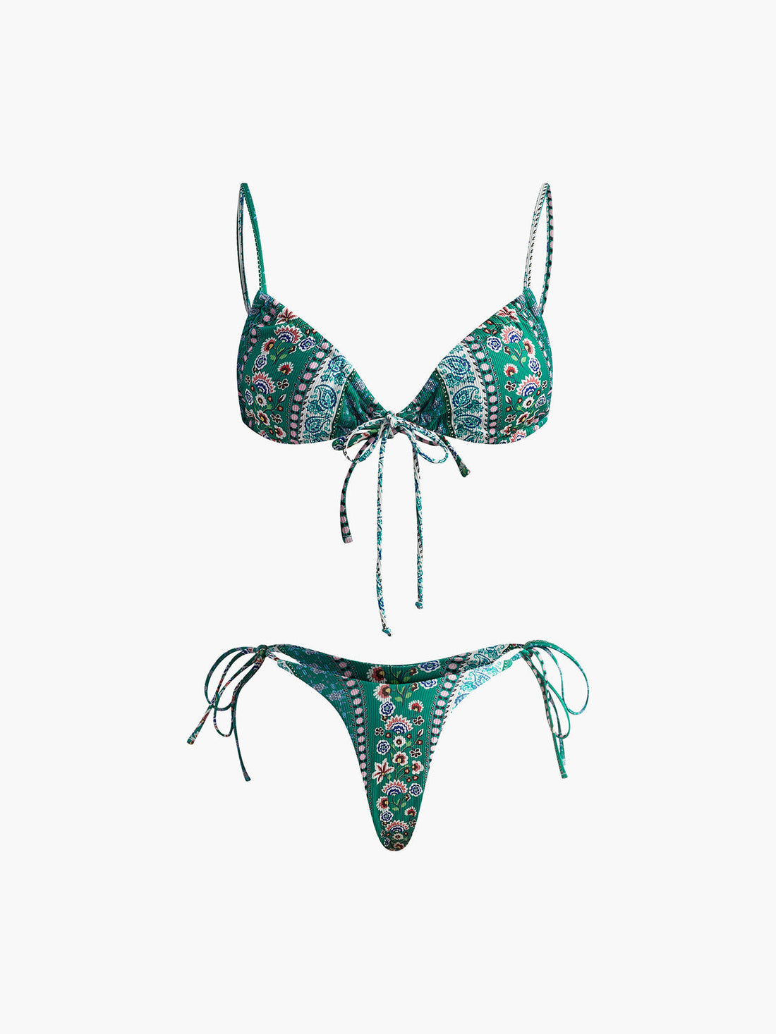 Chizara Cicekli Baglama Detayli Bikini | 16400#SZ1733110257-green-XS | 16400#SZ1733110257-green-S | 16400#SZ1733110257-green-M | 16400#SZ1733110257-green-L