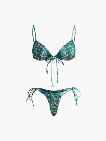 Chizara Cicekli Baglama Detayli Bikini | 16400#SZ1733110257-green-XS | 16400#SZ1733110257-green-S | 16400#SZ1733110257-green-M | 16400#SZ1733110257-green-L