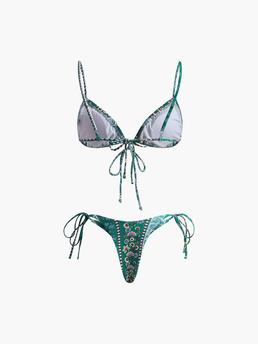 Chizara Cicekli Baglama Detayli Bikini | 16400#SZ1733110257-green-XS | 16400#SZ1733110257-green-S | 16400#SZ1733110257-green-M | 16400#SZ1733110257-green-L