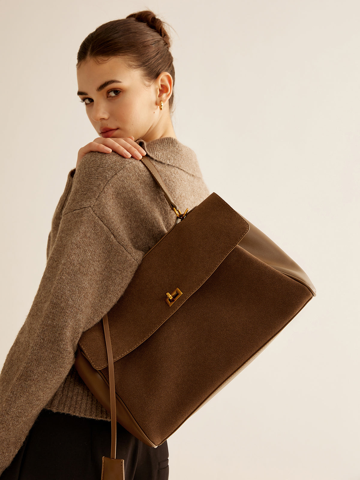 Velorage Darla Zarif Flap Omuz Cantasi | 16400-YB1730195655-brown