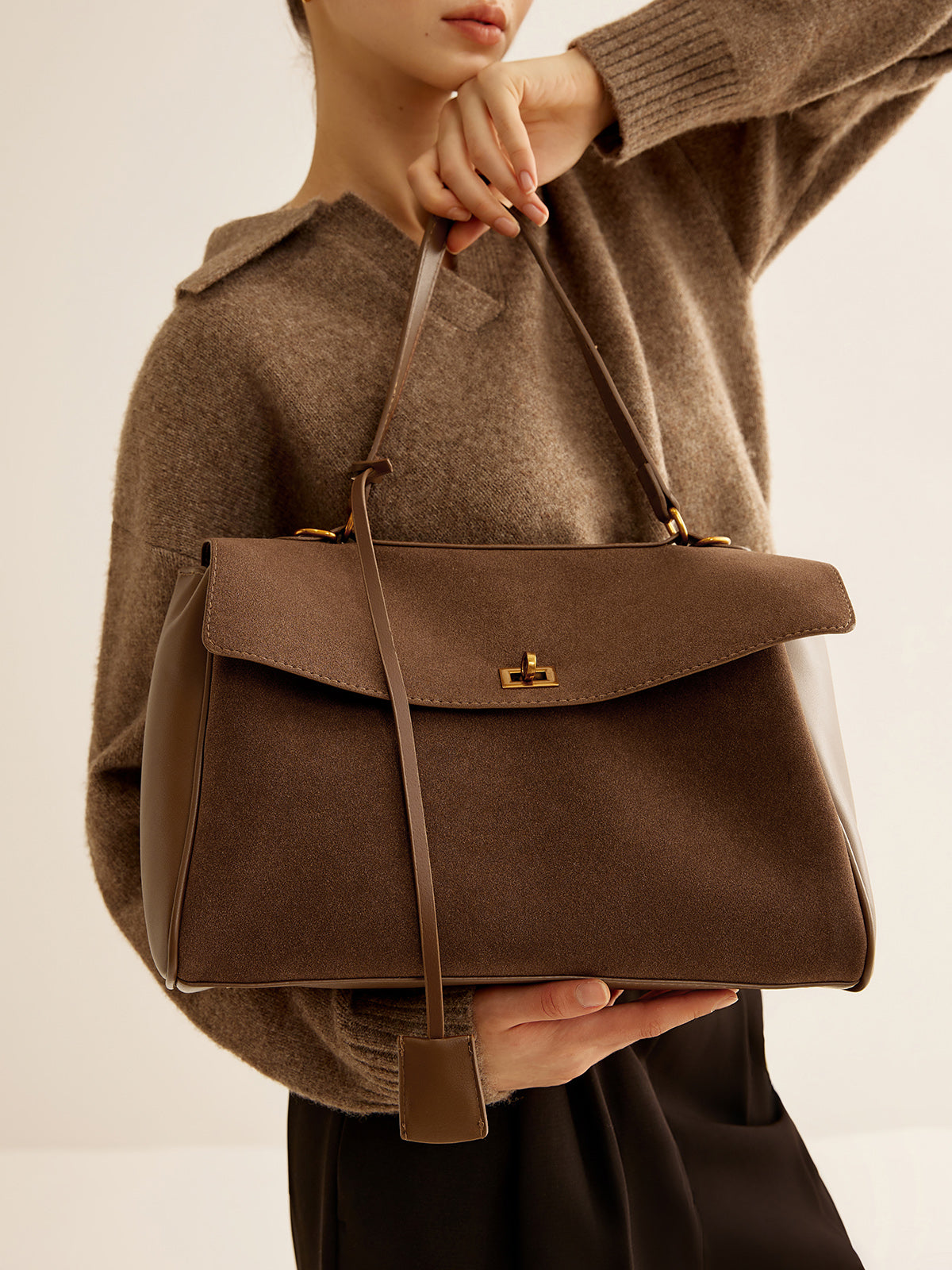 Velorage Darla Zarif Flap Omuz Cantasi | 16400-YB1730195655-brown