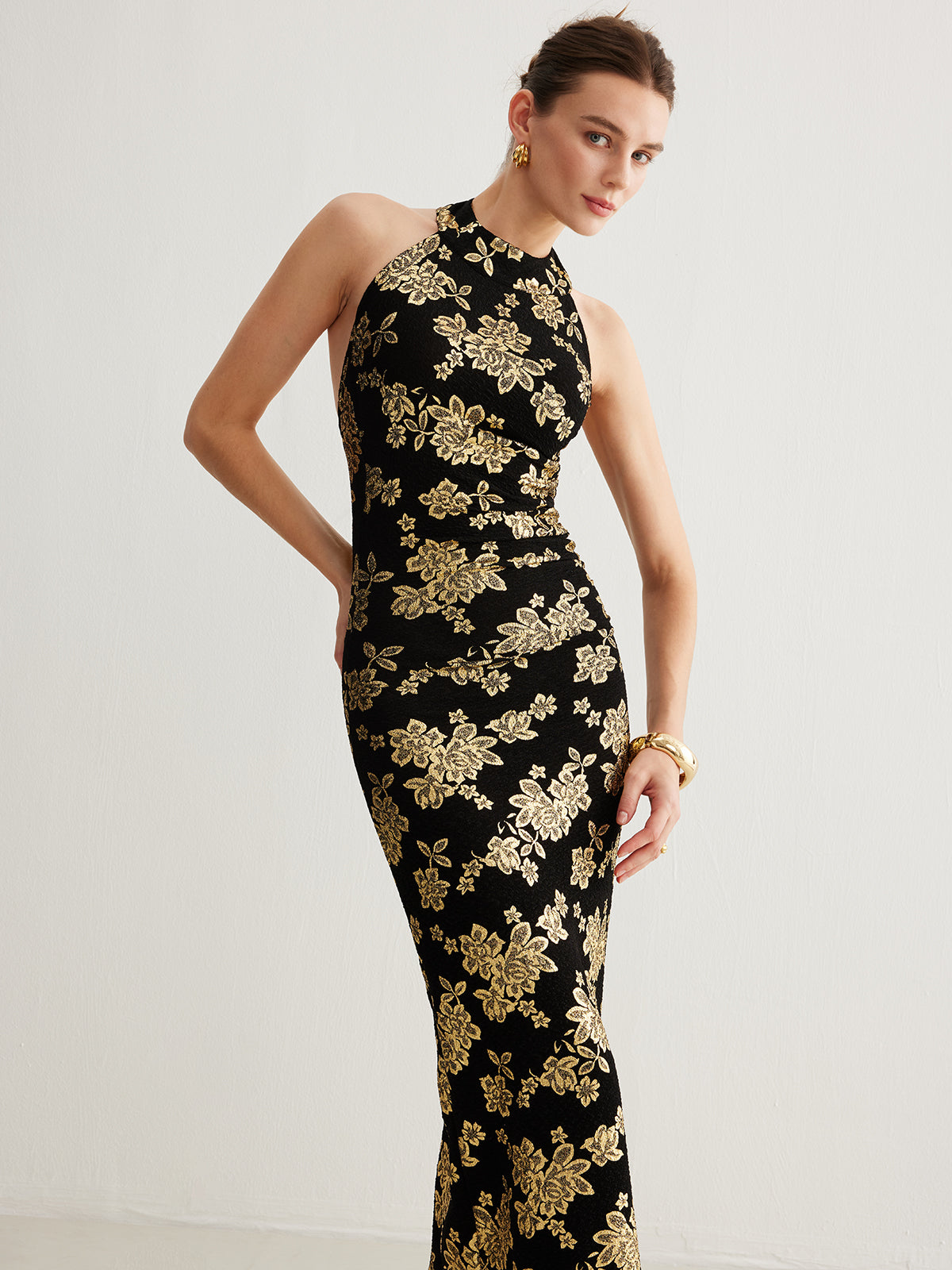 Velorage Caylin Sirt Acik Halter Maxi Elbise | Siyah-S | Siyah-M | Siyah-L