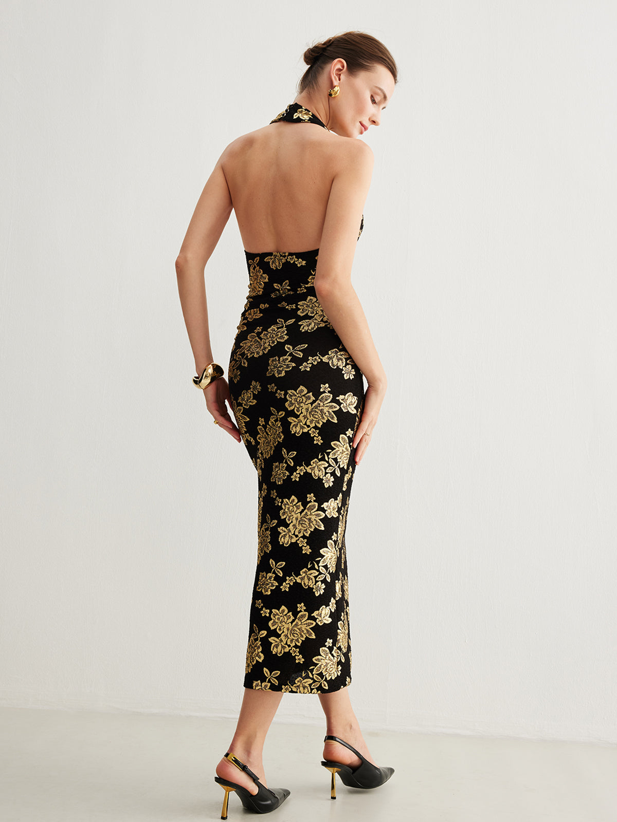Velorage Caylin Sirt Acik Halter Maxi Elbise | Siyah-S | Siyah-M | Siyah-L