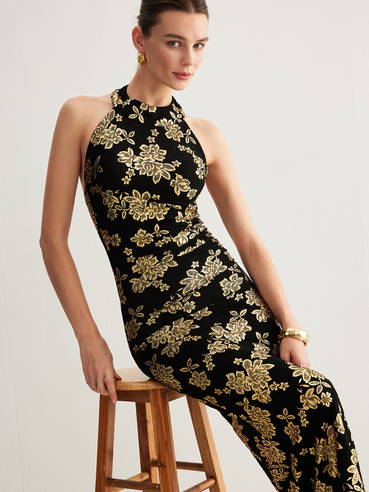 Velorage Caylin Sirt Acik Halter Maxi Elbise | Siyah-S | Siyah-M | Siyah-L