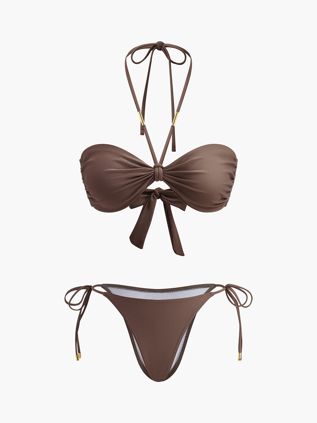 Zaira Halter Bikini Seti | 16400#PW1741254522-brown-XS | 16400#PW1741254522-brown-S | 16400#PW1741254522-brown-M | 16400#PW1741254522-brown-L