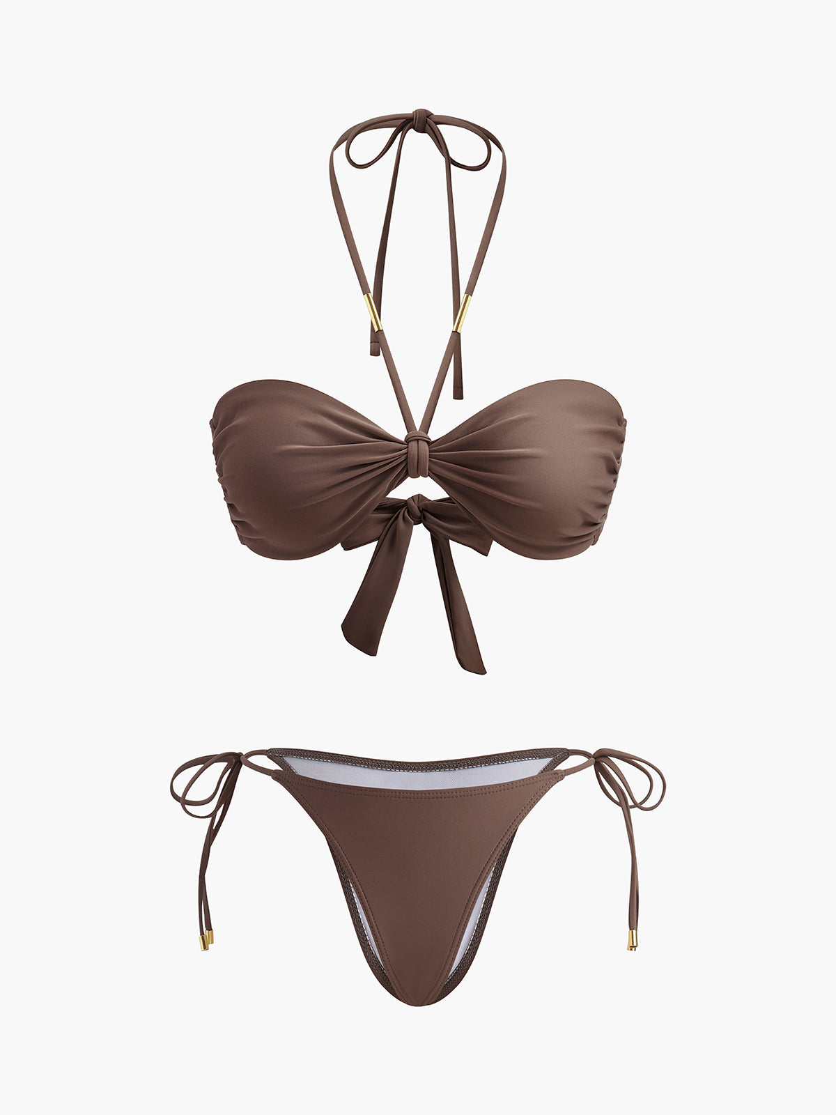 Zaira Halter Bikini Seti | 16400#PW1741254522-brown-XS | 16400#PW1741254522-brown-S | 16400#PW1741254522-brown-M | 16400#PW1741254522-brown-L