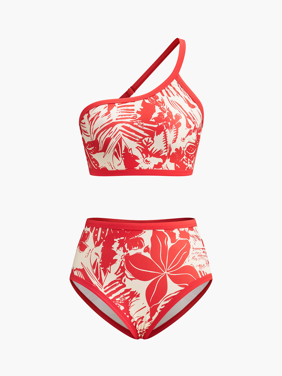 Audra Printed One-Shoulder Bikini | OA250111016RDXS | OA250111016RDS | OA250111016RDM | OA250111016RDL