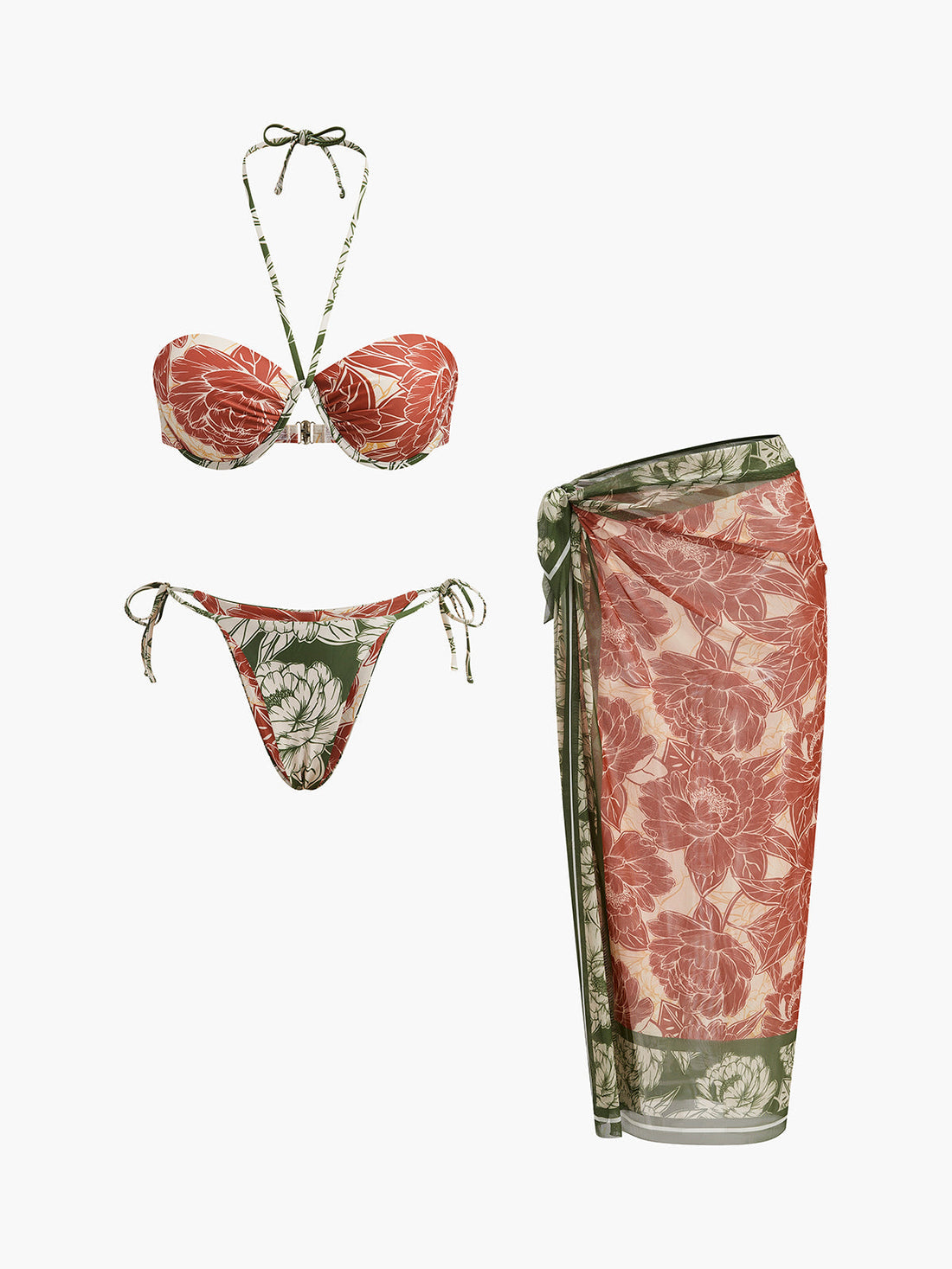 Janel Cicekli Bikini Etek Takimi | 16400#JU1740382544-1-S | 16400#JU1740382544-1-M | 16400#JU1740382544-1-L
