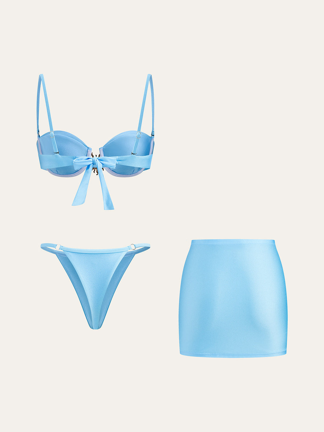Rochelle Acik Mavi Bikini Pareo Takimi | 16400#HQ1748339171-blue-S | 16400#HQ1748339171-blue-M | 16400#HQ1748339171-blue-L