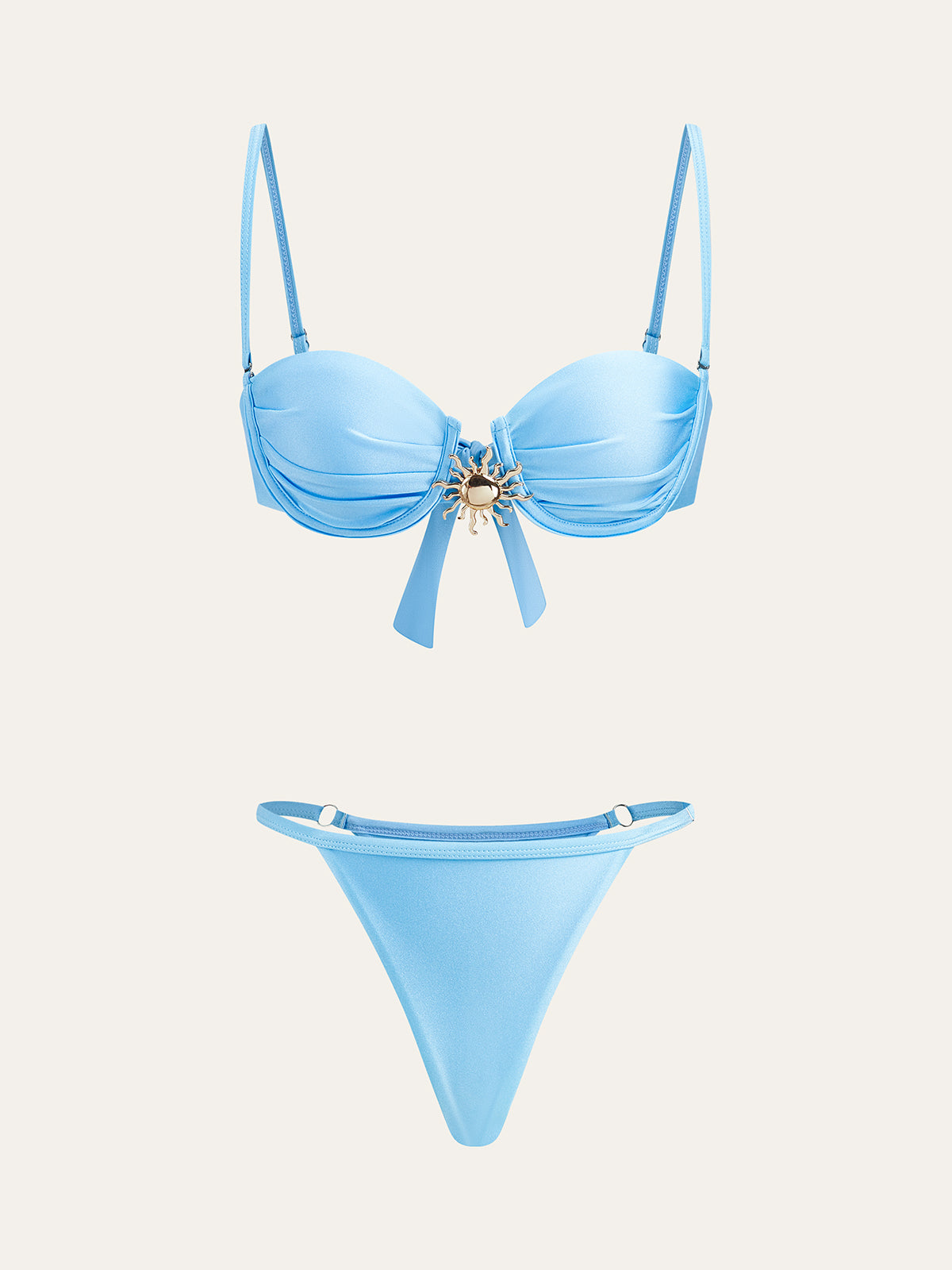 Rochelle Acik Mavi Bikini Pareo Takimi | 16400#HQ1748339171-blue-S | 16400#HQ1748339171-blue-M | 16400#HQ1748339171-blue-L