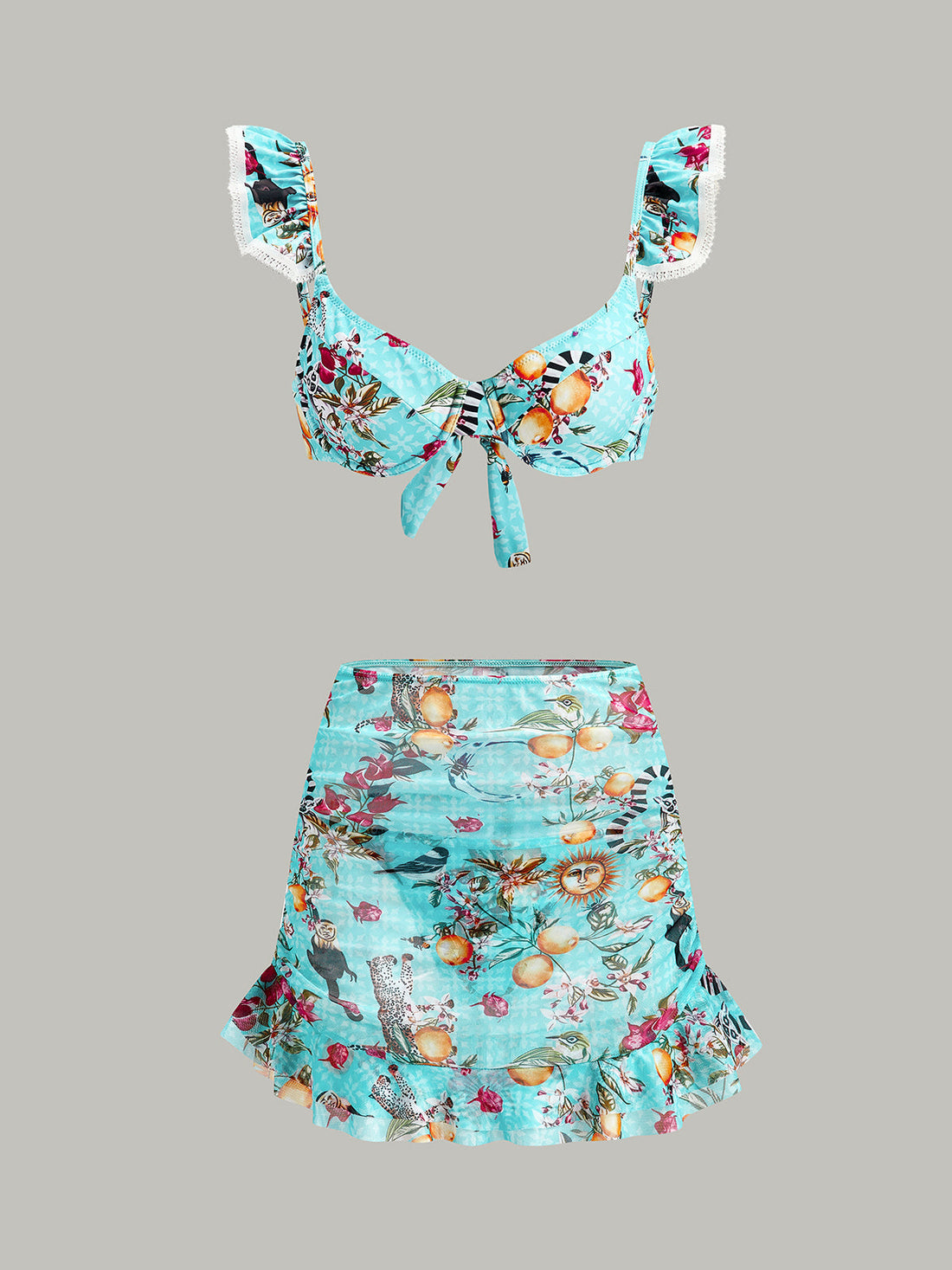 Lennox Firfirli Bikini Etek Takimi | 16400#UZ1754029769-blue-S | 16400#UZ1754029769-blue-M | 16400#UZ1754029769-blue-L
