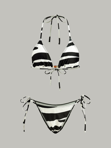Favour Siyah Beyaz Desenli Bikini | 16400#VI1750057073--Siyah-Beyaz-XS | 16400#VI1750057073--Siyah-Beyaz-S | 16400#VI1750057073--Siyah-Beyaz-M | 16400#VI1750057073--Siyah-Beyaz-L