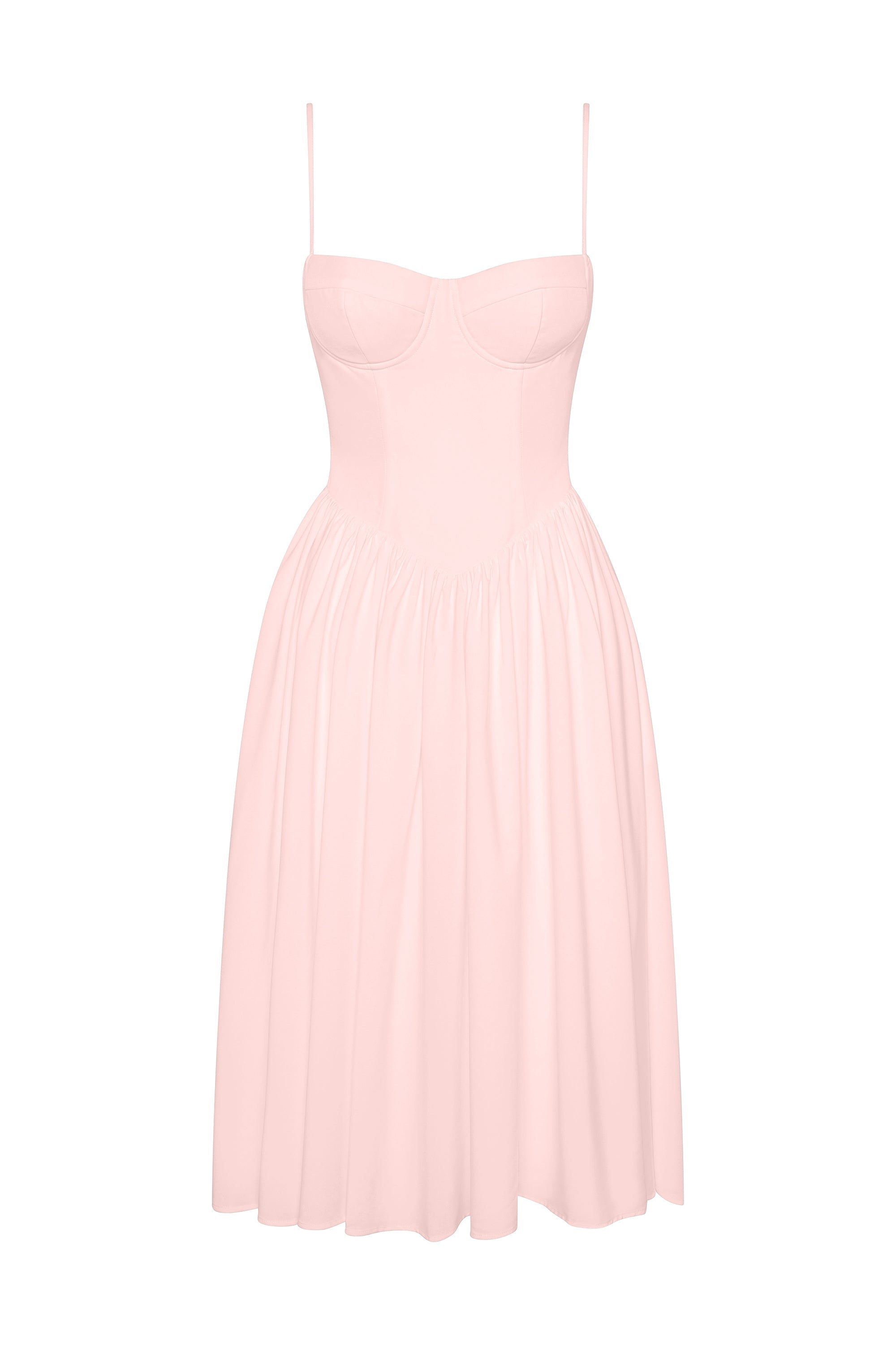 Ryanne Straplez Bustiyer Midi Elbise | D1079-PINK-XS | D1079-PINK-S | D1079-PINK-M | D1079-PINK-L | D1079-PINK-XL | D1079-PINK-XXL