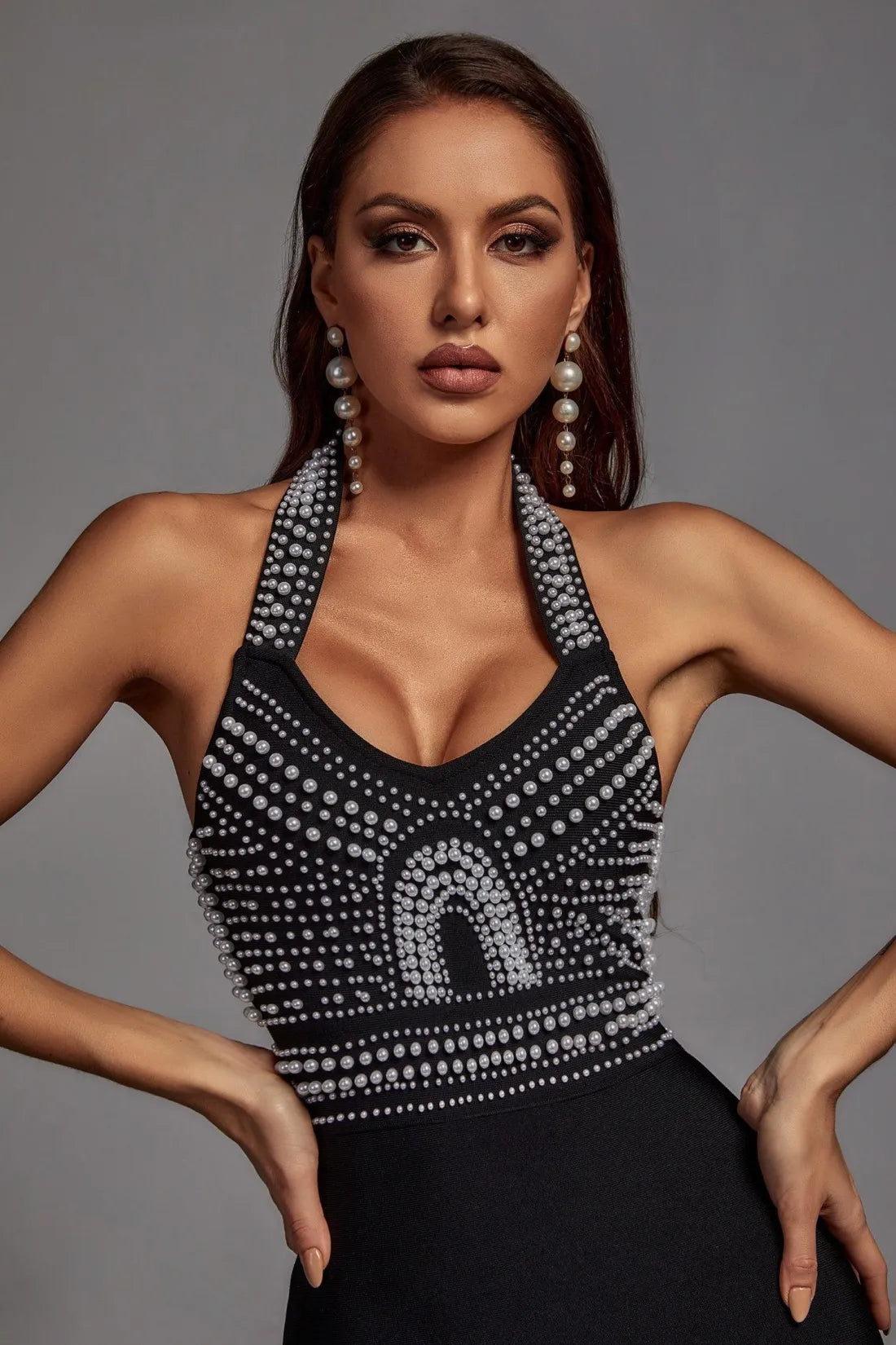 Mushka Inci Halter Midi Elbise | Xs-Siyah | S-Siyah | M-Siyah | L-Siyah | Xl-Siyah