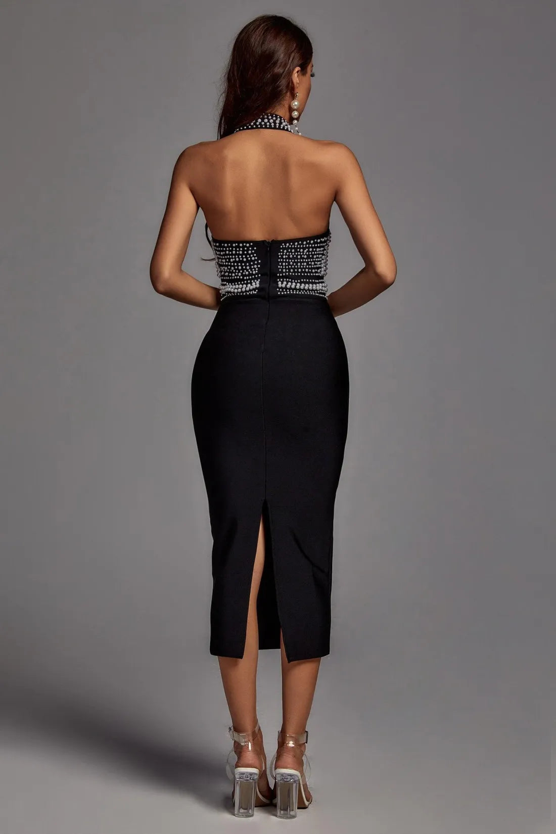 Mushka Inci Halter Midi Elbise | Xs-Siyah | S-Siyah | M-Siyah | L-Siyah | Xl-Siyah