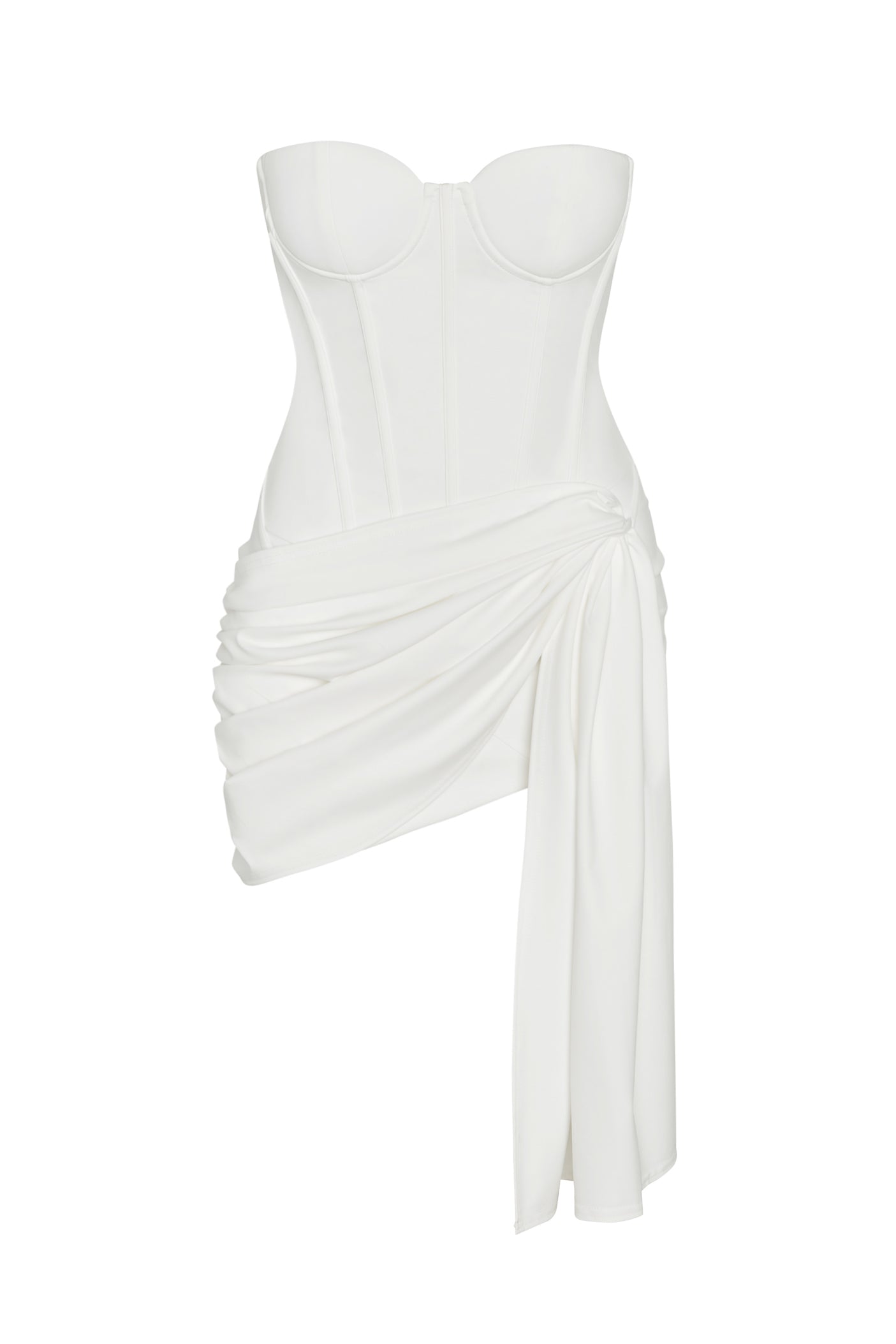 Zakiyah Straplez Korseli Mini Elbise | D1077-WHITE-XS | D1077-WHITE-S | D1077-WHITE-M | D1077-WHITE-L | D1077-WHITE-XL | D1077-WHITE-XXL