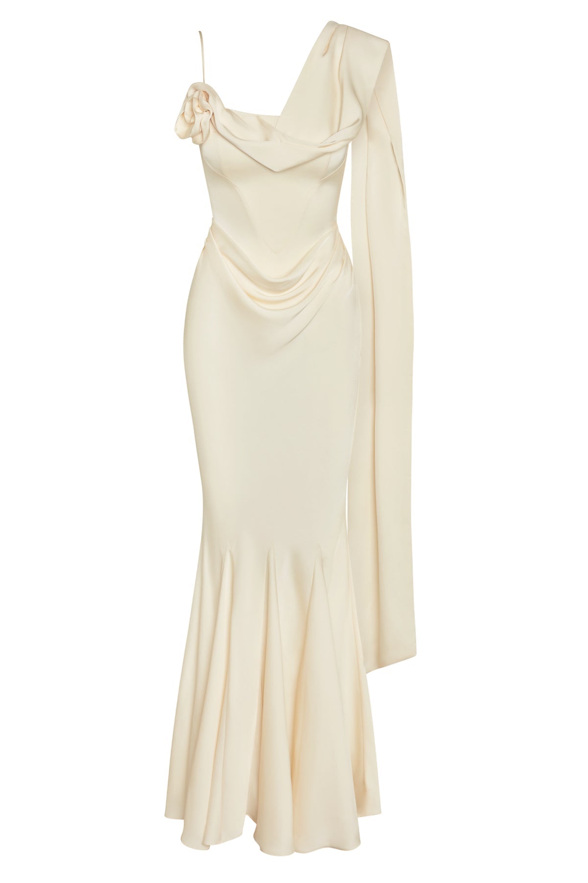 Goddess Corseted Drape Gown | D1058-IVORY-XS | D1058-IVORY-S | D1058-IVORY-M | D1058-IVORY-L | D1058-IVORY-XL | D1058-IVORY-XXL