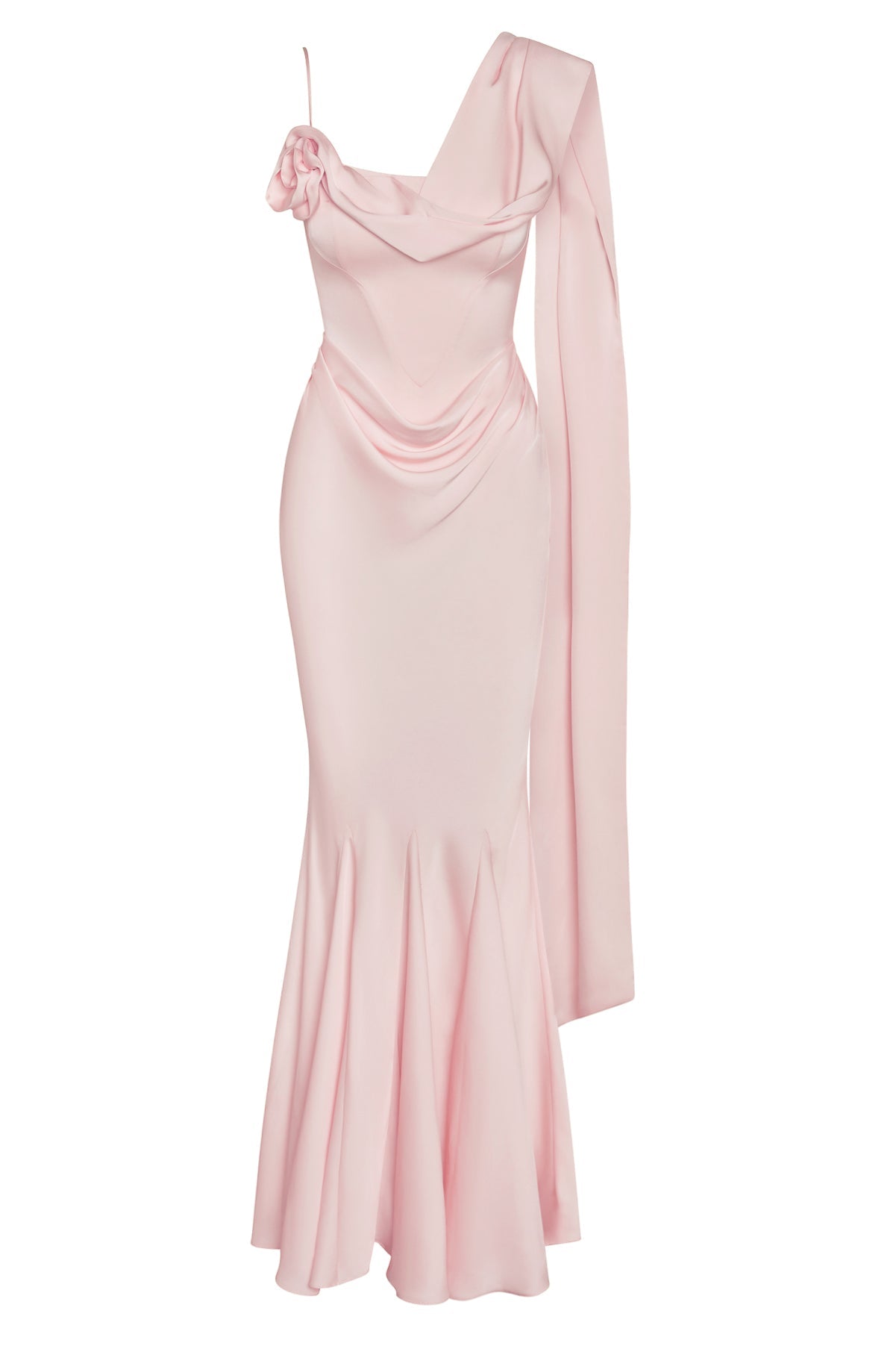 Darleen Korse Saten Maksi Elbise | D1058-PINK-XS | D1058-PINK-S | D1058-PINK-M | D1058-PINK-L | D1058-PINK-XL | D1058-PINK-XXL