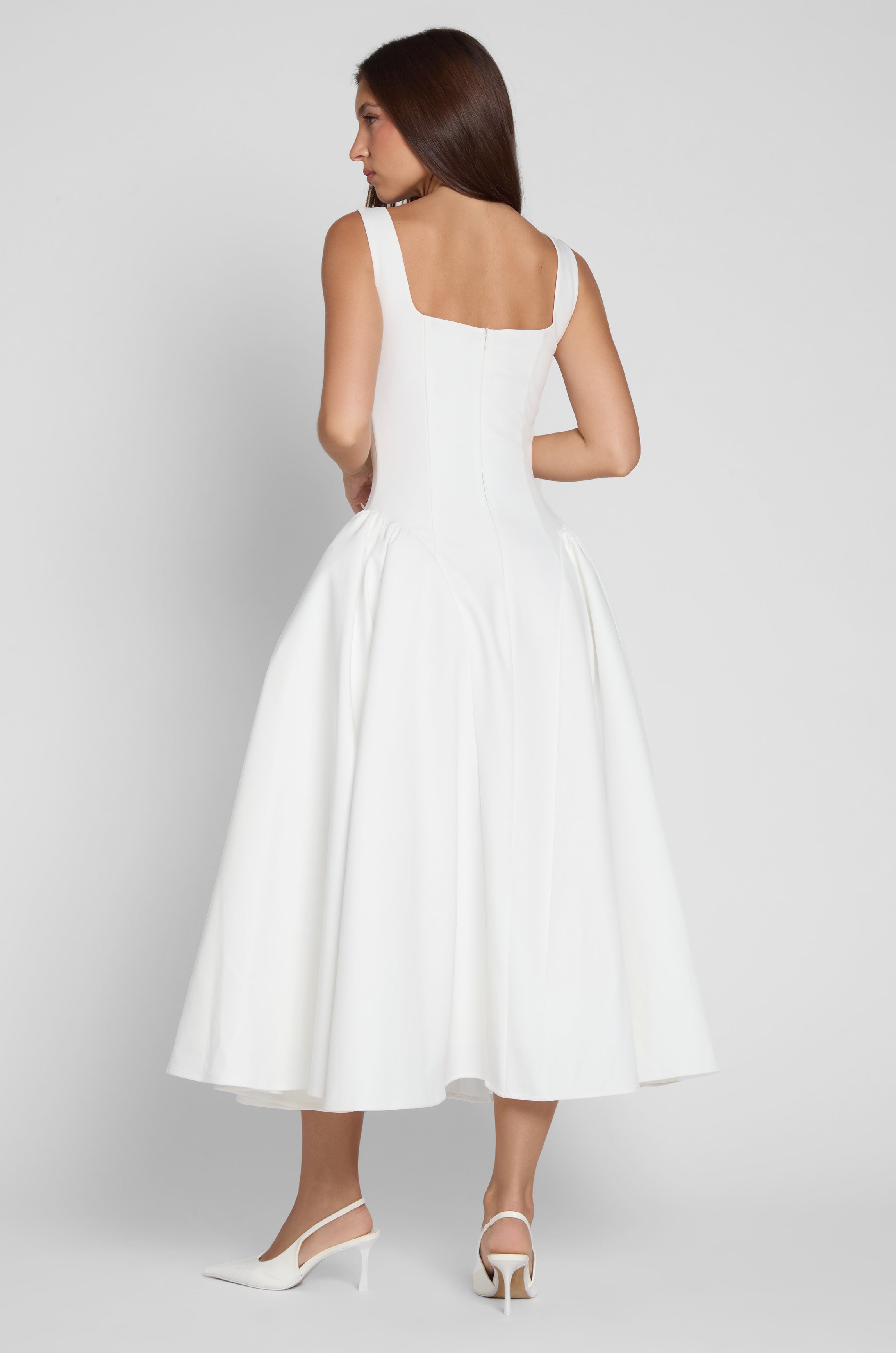 Nyra Korse Midi Elbise | D1092-WHITE-XS | D1092-WHITE-S | D1092-WHITE-M | D1092-WHITE-L | D1092-WHITE-XL | D1092-WHITE-XXL