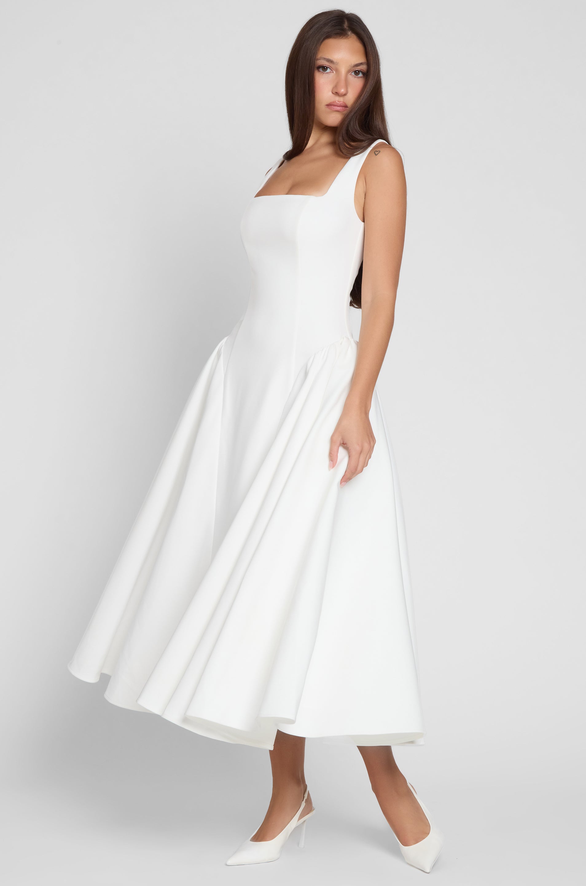 Nyra Korse Midi Elbise | D1092-WHITE-XS | D1092-WHITE-S | D1092-WHITE-M | D1092-WHITE-L | D1092-WHITE-XL | D1092-WHITE-XXL